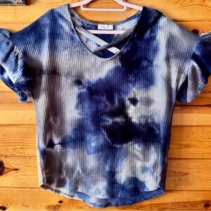 Elegant Navy Tie-Dye Women's Blouse